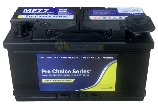 Picture of MF77 - 12VOLT 680CCA PRO CHOICE SERIES CALCIUM MAINTENANCE FREE BATTERY (DIN77) - RHP