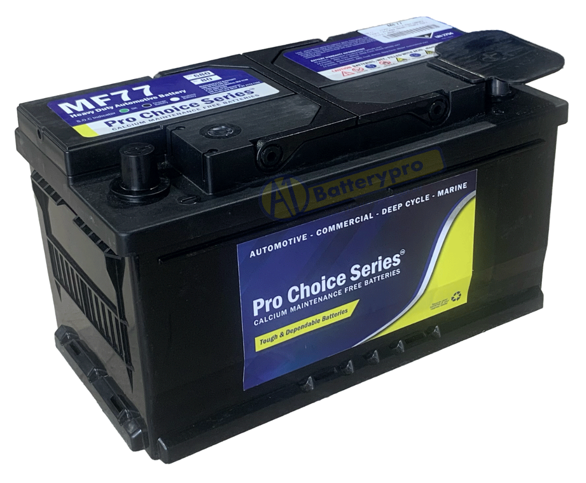 Picture of MF77 - 12VOLT 680CCA PRO CHOICE SERIES CALCIUM MAINTENANCE FREE BATTERY (DIN77) - RHP