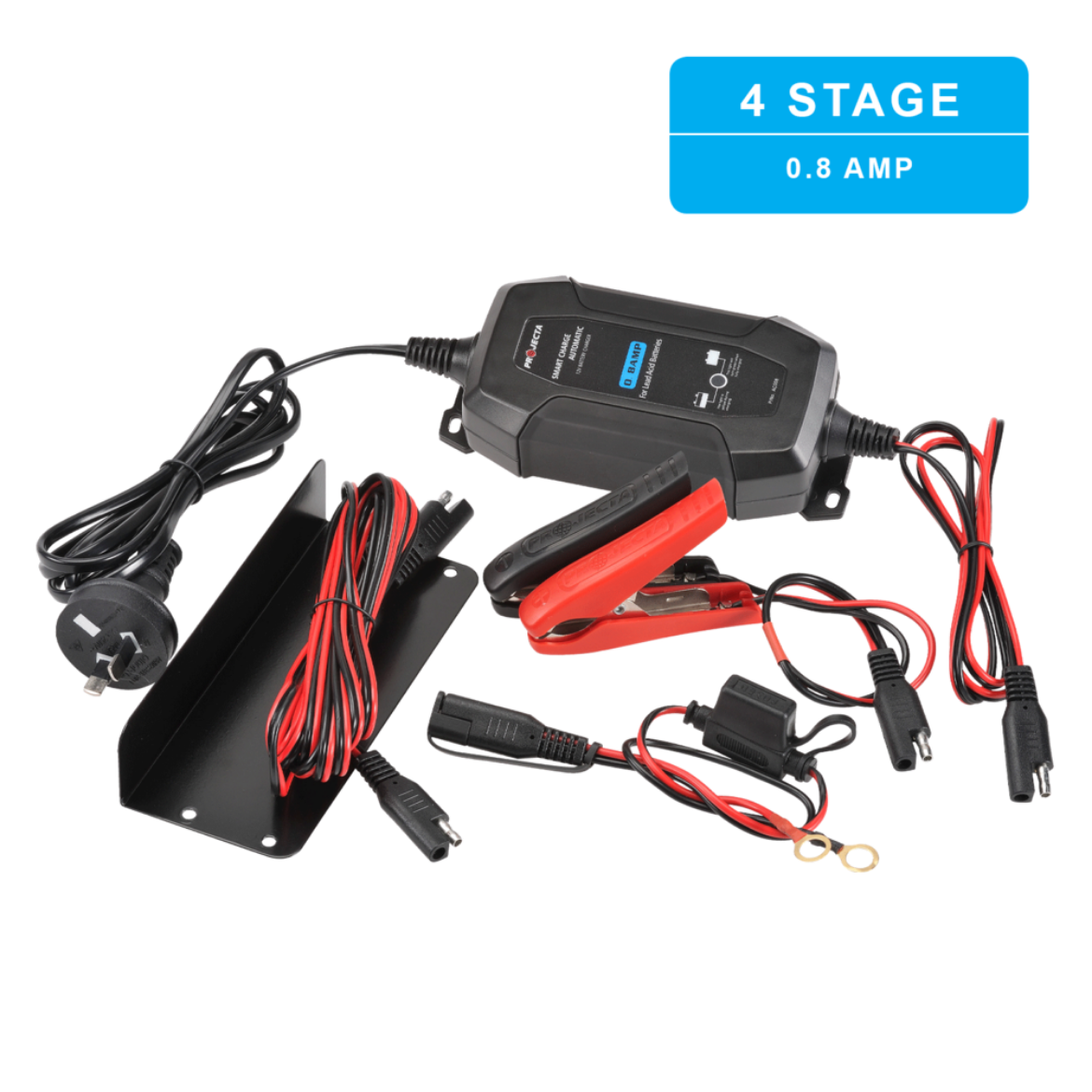 Picture of 12V 0.8AMP PROJECTA CHARGE N' MAINTAIN 4 STAGE AUTOMATIC BATTERY CHARGER