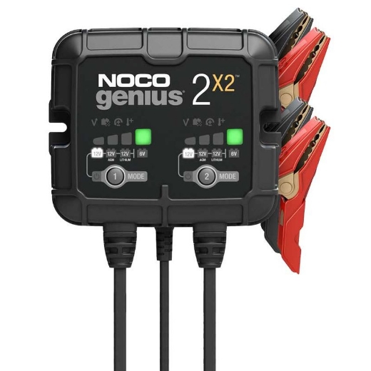 Picture of 6/12V 4AH (2AH X 2 BANK) NOCO GENIUS 2X2 SMART BATTERY CHARGER - IP60 RATING