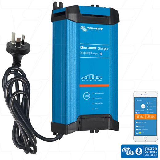 Picture of 12V 30AH VICTRON BLUE SMART SLA/LIFEPO4 TRIPLE OUTPUT CHARGER - IP22 RATING (BPC123048012)  *DOES NOT INCLUDE DC CABLES*