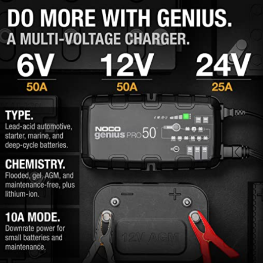 Picture of 6/12/24V 50AH NOCO GENIUS PRO50 FULLY AUTOMATIC SMART BATTERY CHARGER - IP20 RATING