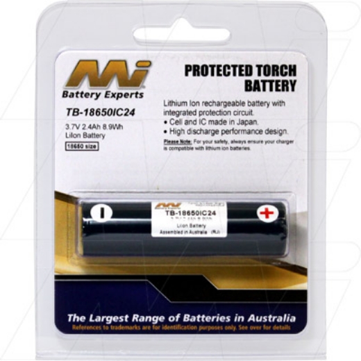 Picture of 3.7V 18650 RECHARGEABLE LITHIUM BATTERY 2400MAH