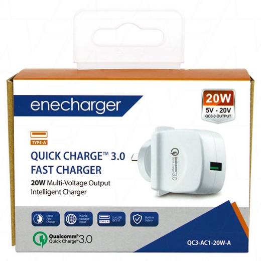 Picture of ENECHARGER QUICK CHARGE 3.0 USB FAST CHARGER WITH USB-A 20W OUTPUT