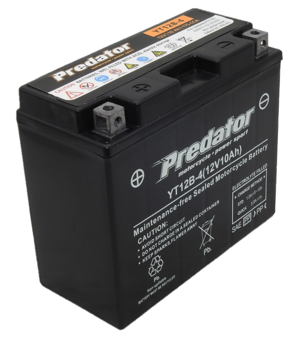 Picture of YT12B-4 - 12VOLT 10AH 175CCA PREDATOR MOTORCYCLE AGM BATTERY - LHP