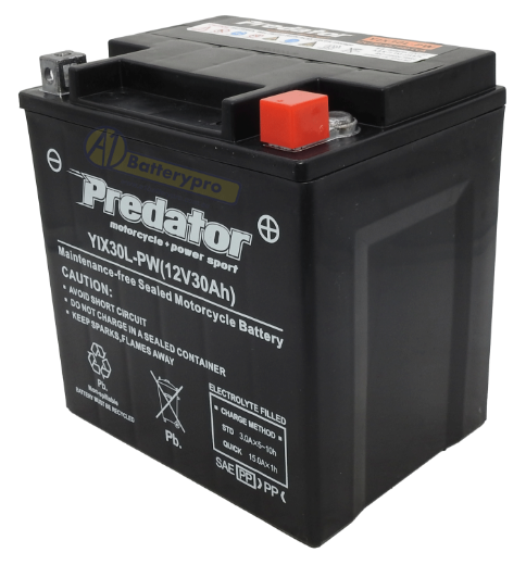 Picture of YIX30L-PW - 12VOLT 30AH  PREDATOR HEAVY DUTY AGM MOTORCYCLE BATTERY - RHP 440 CCA