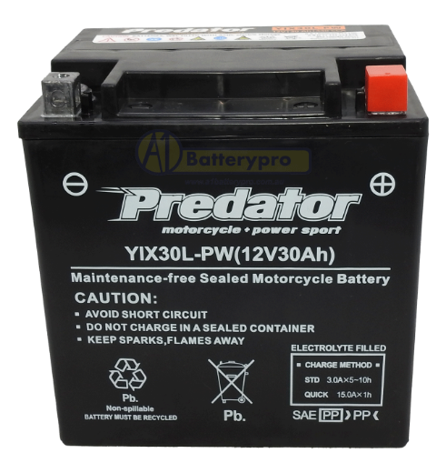 Picture of YIX30L-PW - 12VOLT 30AH  PREDATOR HEAVY DUTY AGM MOTORCYCLE BATTERY - RHP 440 CCA