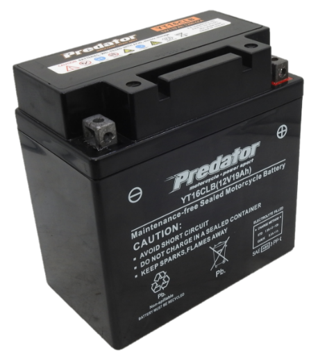Picture of YB16CL-BS - 12VOLT 19AH  PREDATOR MOTORCYCLE AGM BATTERY WITH ACID PACK - RHP
