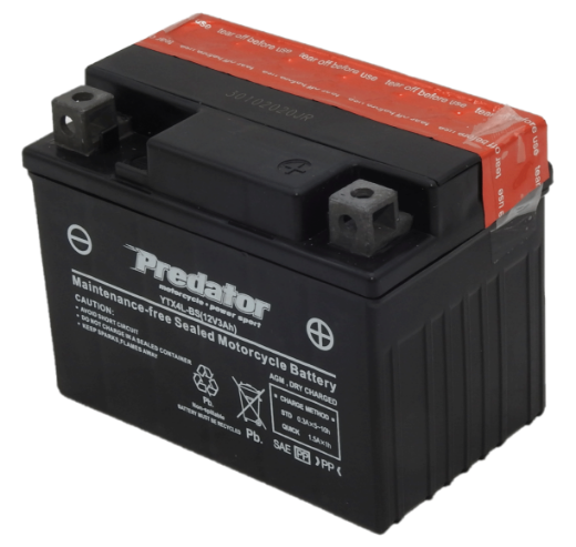 Picture of YTX4L-BS - 12VOLT 3AH  PREDATOR MOTORCYCLE AGM BATTERY WITH ACID PACK - RHP