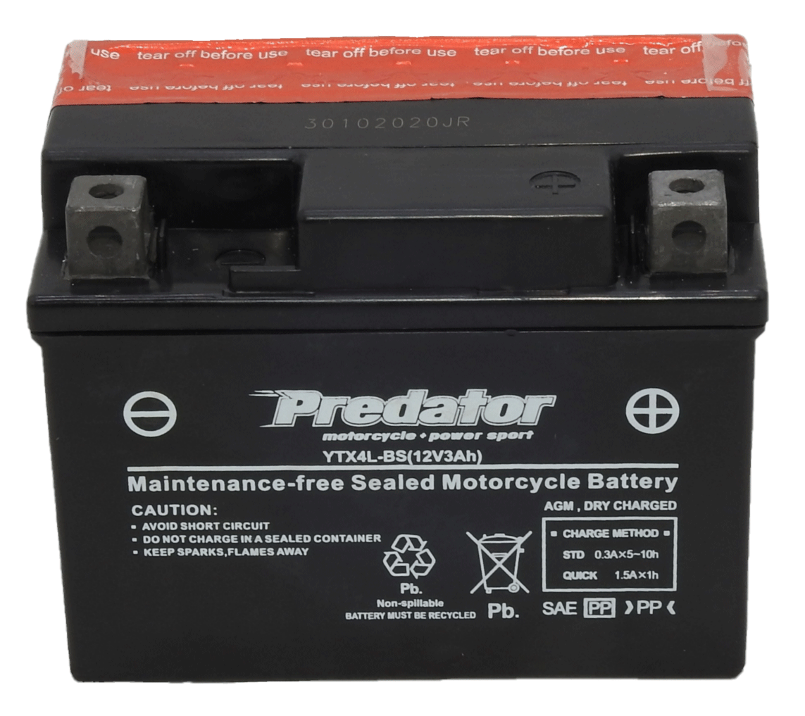 WPX4L-BS AGM Battery 12V 3Ah 50CCA For Motorcycles, ATVs & Powersports