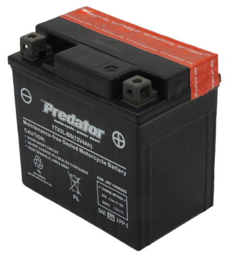 Picture of YTX5L-BS - 12VOLT 4AH PREDATOR MOTORCYCLE AGM BATTERY WITH ACID PACK - RHP