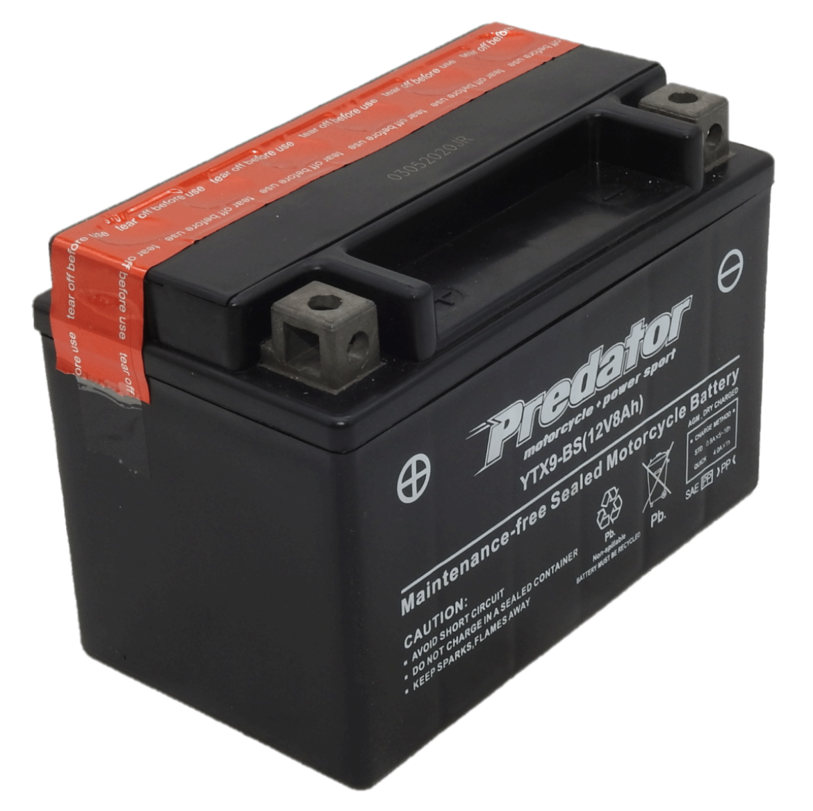 Picture of YTX9-BS - 12VOLT 8AH PREDATOR MOTORCYCLE AGM BATTERY WITH ACID PACK - LHP