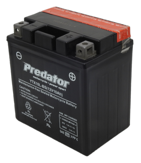 Picture of YTX10L-BS - 12VOLT 10AH  PREDATOR MOTORCYCLE AGM BATTERY WITH ACID PACK - RHP
