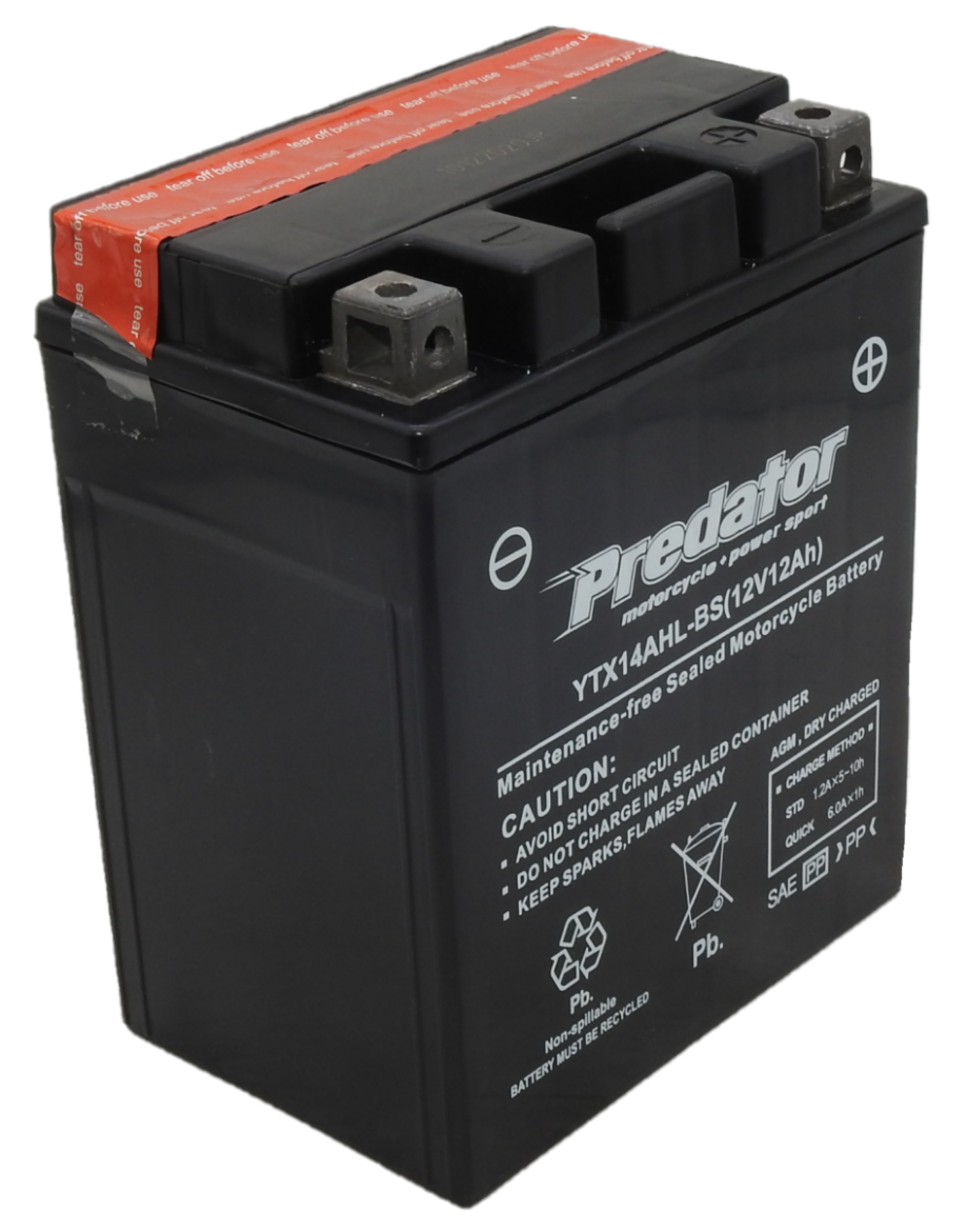 Picture of YTX14AHL-BS - 12VOLT 12AH PREDATOR MOTORCYCLE AGM BATTERY WITH ACID PACK - RHP