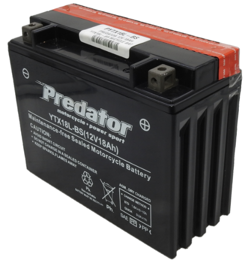 Picture of YTX18L-BS - 12VOLT 18AH PREDATOR MOTORCYCLE AGM BATTERY WITH ACID PACK - RHP