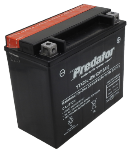 Picture of YTX20L-BS - 12VOLT 18AH PREDATOR MOTORCYCLE AGM BATTERY WITH ACID PACK - RHP