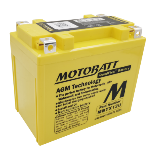 Picture of MBTX12U - 12VOLT 210CCA 14AH MOTOBATT AGM QUADFLEX BATTERY WITH THE SUPPLIED 15MM SPACER - RHP