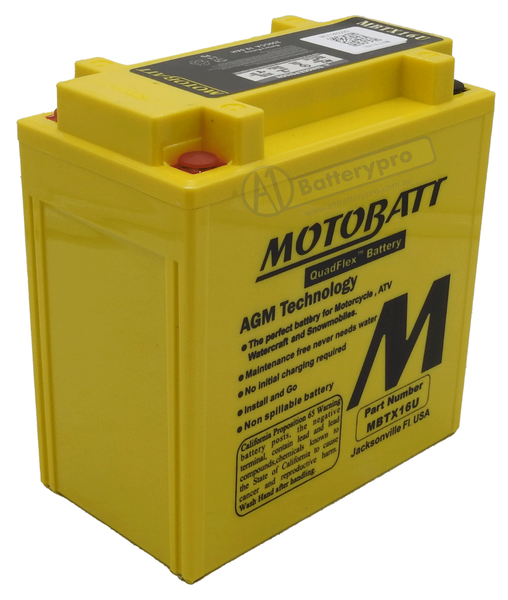 Picture of MBTX16U - 12VOLT 270CCA 19AH MOTOBATT AGM QUADFLEX BATTERY - RHP