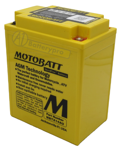 Picture of MBTX14AU - 12VOLT 250CCA 16.5AH MOTOBATT AGM QUADFLEX BATTERY -RHP
