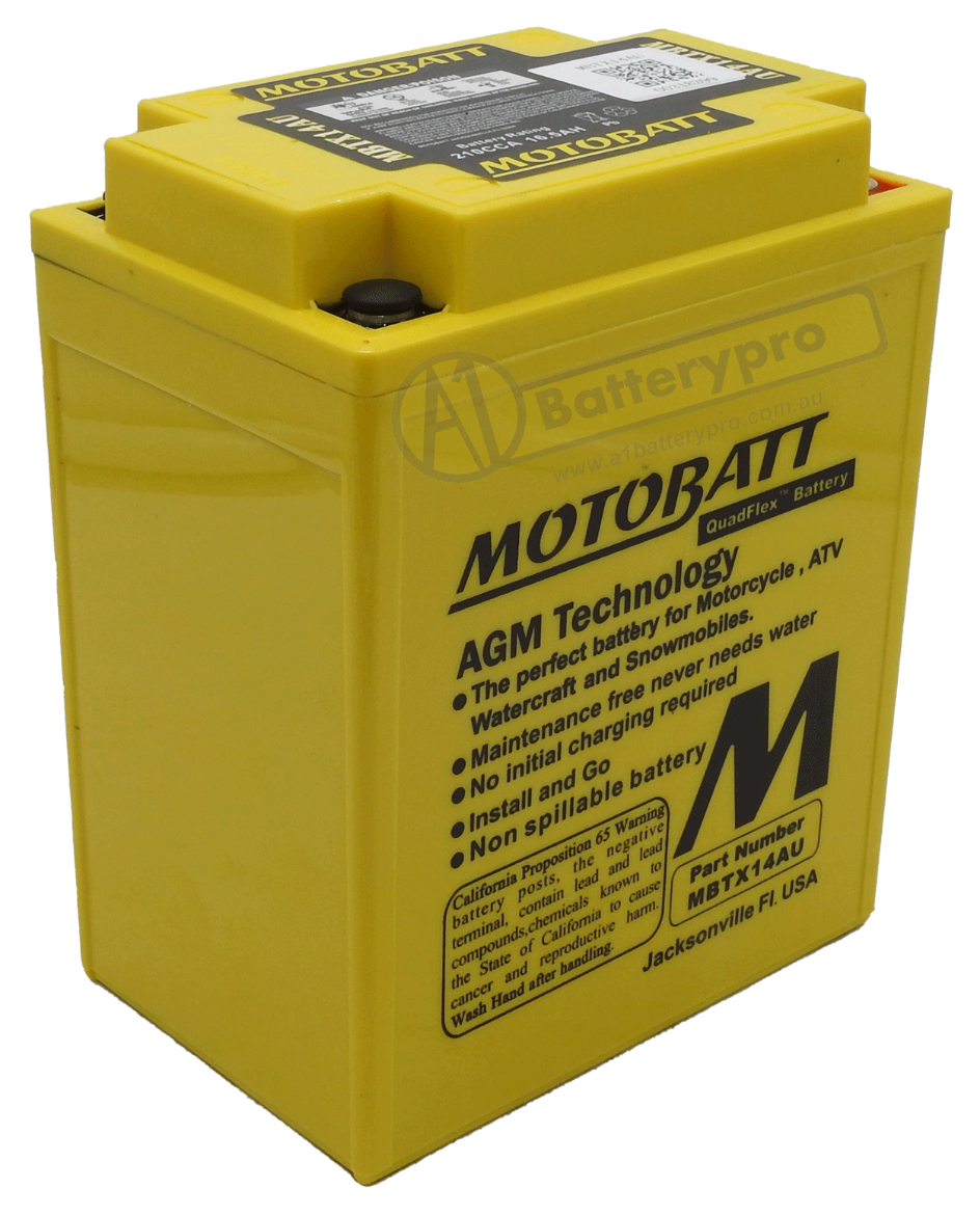 Picture of MBTX14AU - 12VOLT 250CCA 16.5AH MOTOBATT AGM QUADFLEX BATTERY -RHP