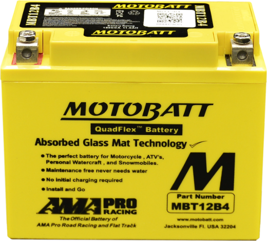 Picture of MBT12B4 - 12VOLT 165CCA 11AH MOTOBATT AGM QUADFLEX BATTERY -LHP