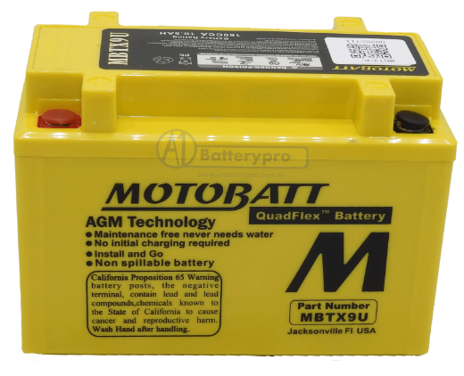 Picture of MBTX9U - 12VOLT 160CCA 10.5AH MOTOBATT AGM QUADFLEX BATTERY