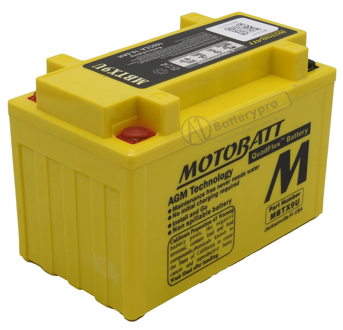 Picture of MBTX9U - 12VOLT 160CCA 10.5AH MOTOBATT AGM QUADFLEX BATTERY