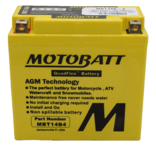 Picture of MBT14B-4 - 12VOLT 180 CCA 13AH MOTOBATT AGM QUADFLEX BATTERY - LHP
