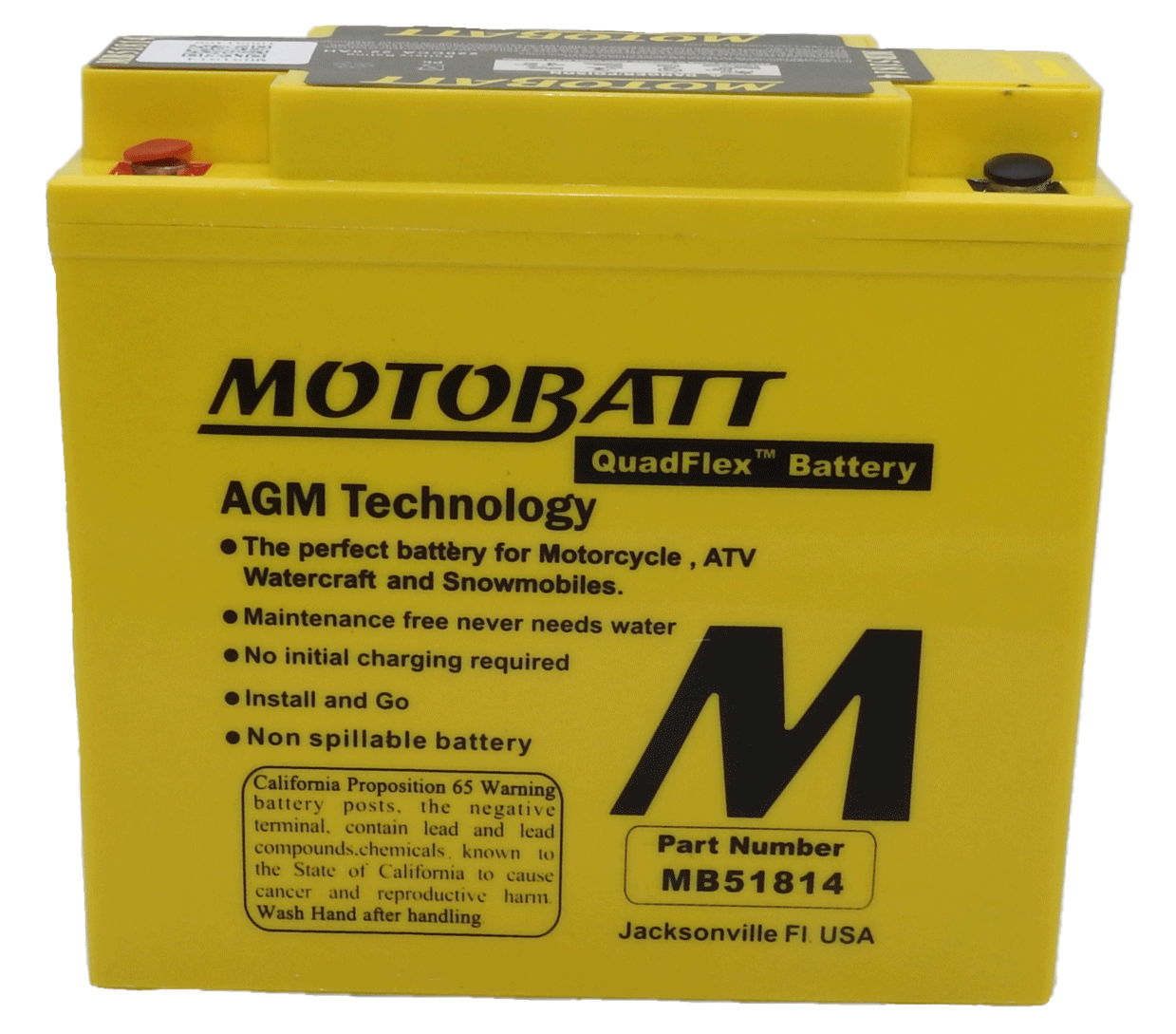 MB51814 MB51814 - 12VOLT 22AH 235 CCA MOTOBATT AGM QUADFLEX BATTERY ...