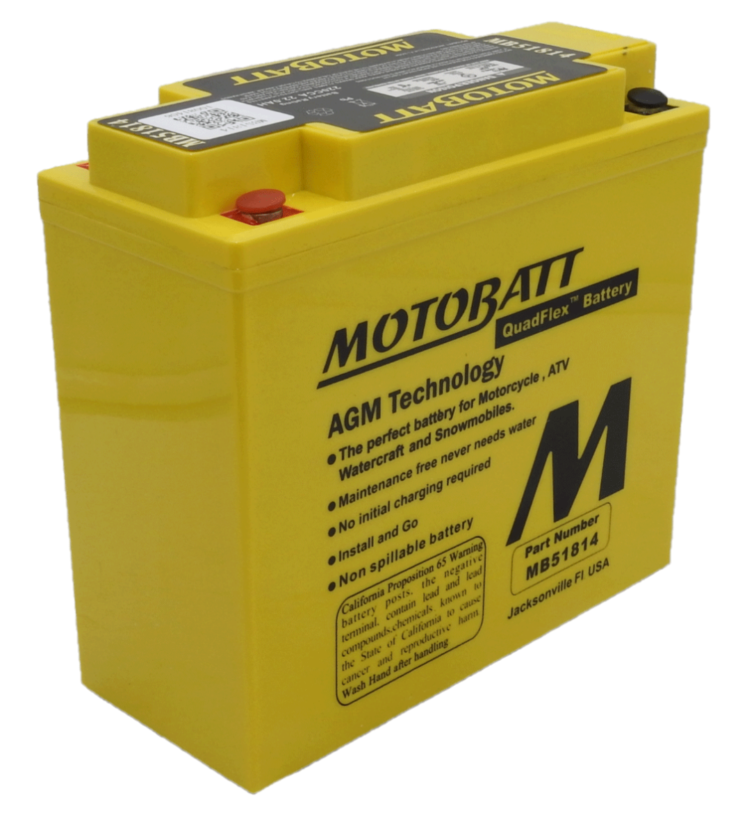 Picture of MB51814 - 12VOLT 22AH 235 CCA MOTOBATT AGM QUADFLEX BATTERY - RHP