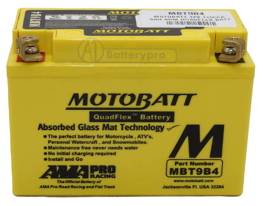 Picture of MBT9B4 - 12VOLT 140CCA 9AH MOTOBATT AGM QUADFLEX BATTERY - LHP