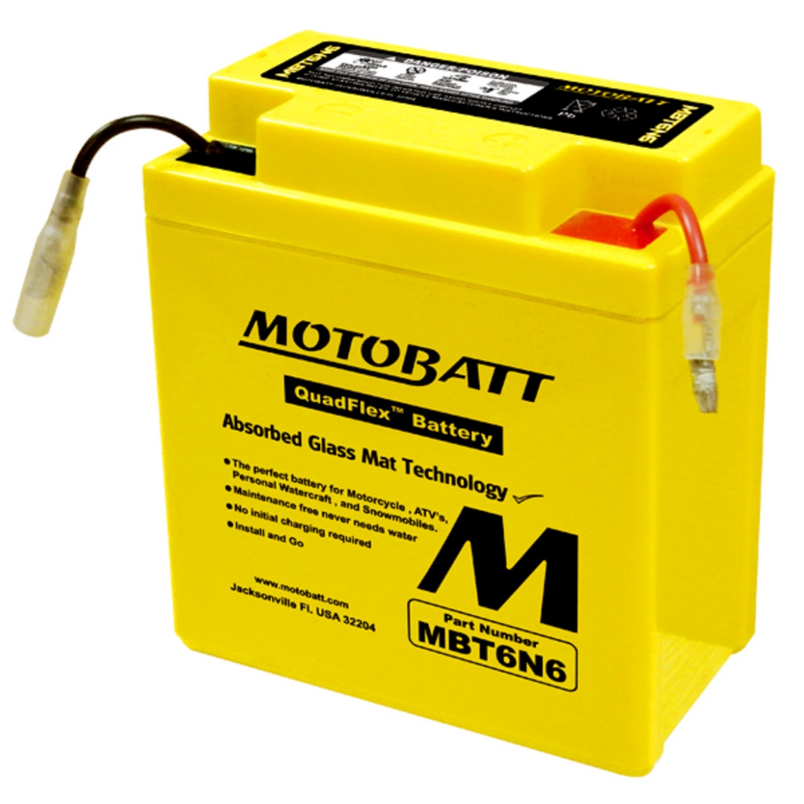 Picture of MBT6N6 - 6VOLT 6AH MOTOBATT AGM QUADFLEX BATTERY - RHP