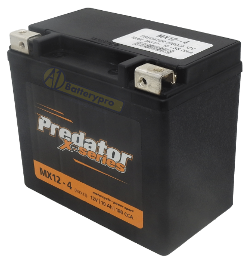 Picture of MX12-4 - 12VOLT 220CCA 10AH PREDATOR X-SERIES MOTORCYCLE AGM BATTERY -  LHP
