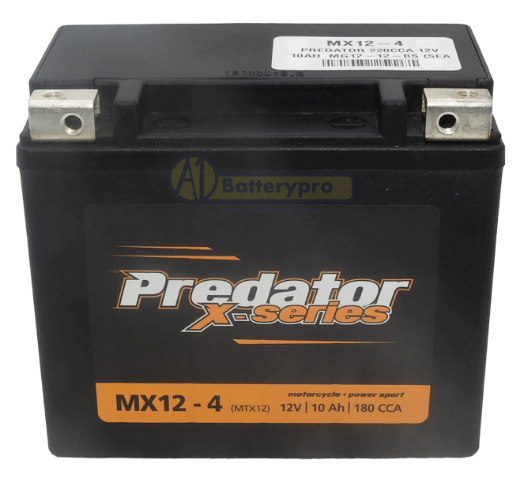 Picture of MX12-4 - 12VOLT 220CCA 10AH PREDATOR X-SERIES MOTORCYCLE AGM BATTERY -  LHP