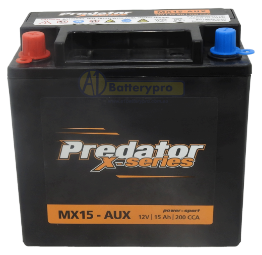 Picture of MX15-AUX - 12VOLT 200CCA 15AH PREDATOR AGM BATTERY - AUXILLARY BACK-UP BATTERY