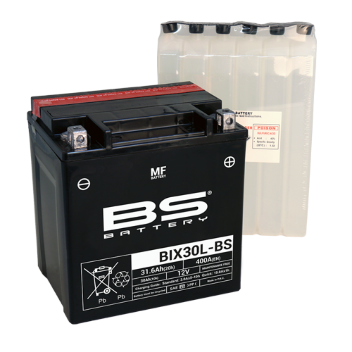 Picture of BIX30L-BS 12V 400CCA 30AH MAINTENANCE FREE BS MOTORCYCLE BATTERY