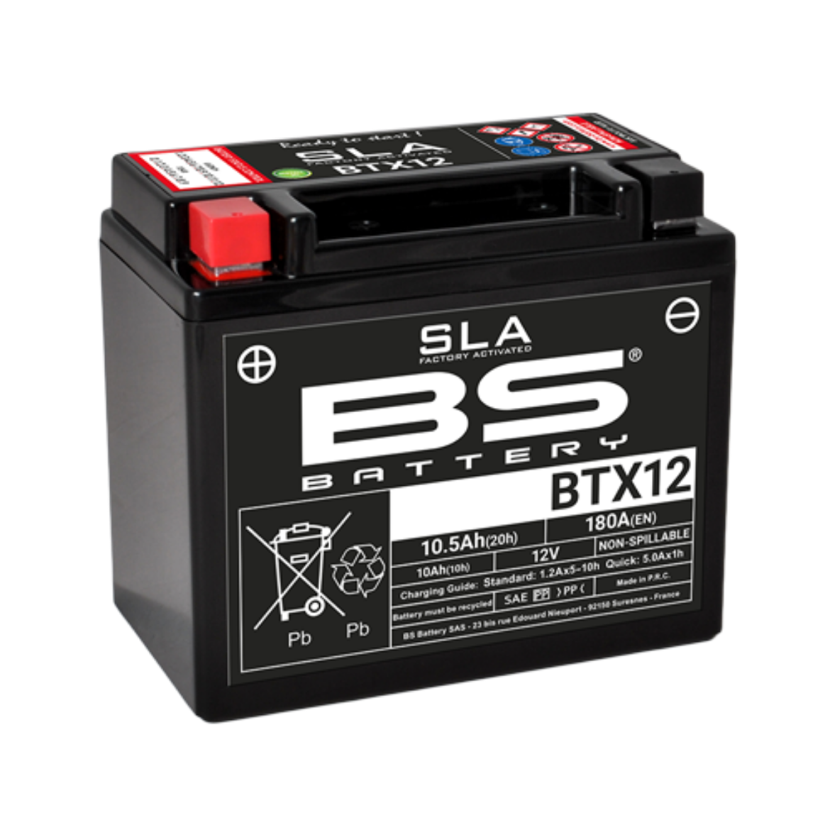 Picture of BTX12 (FA) 180CCA 12V 10AH AGM SLA BS MOTORCYCLE BATTERY