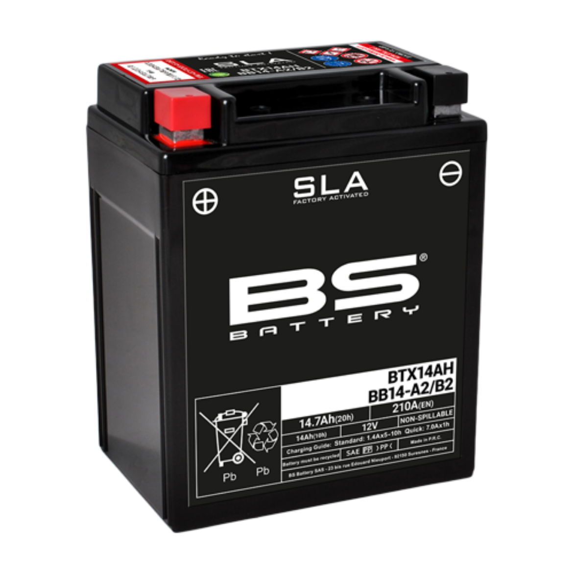 Picture of BTX14AH (FA) 12V 14AH 210CCA AGM SLA BS MOTORCYCLE BATTERY