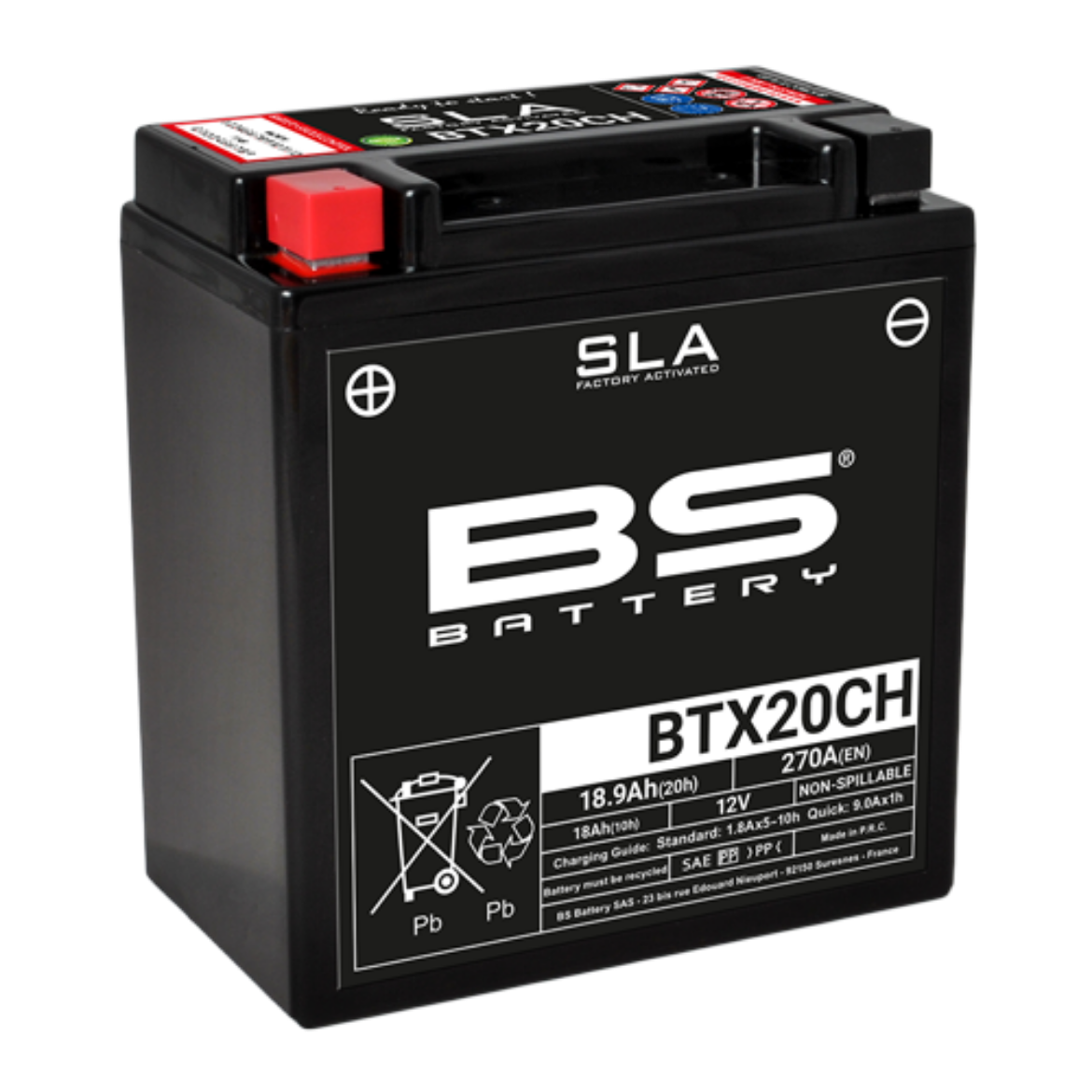 Picture of BTX20CH (FA) 12V 270CCA 18AH AGM SLA BS MOTORCYCLE BATTERY - LHP