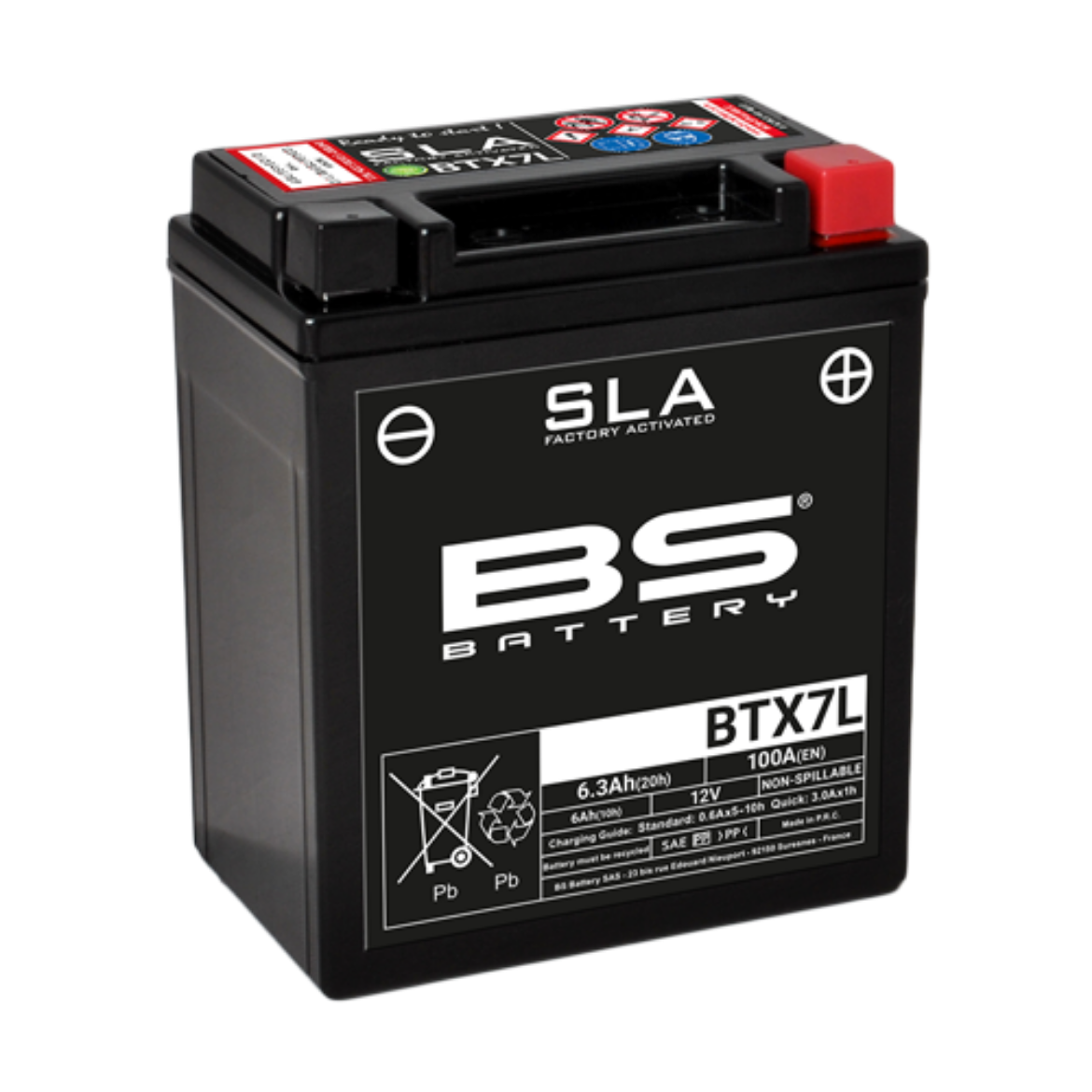 Picture of BTX7L (FA) 12V 100CCA 6AH AGM SLA BS MOTORCYCLE BATTERY - RHP