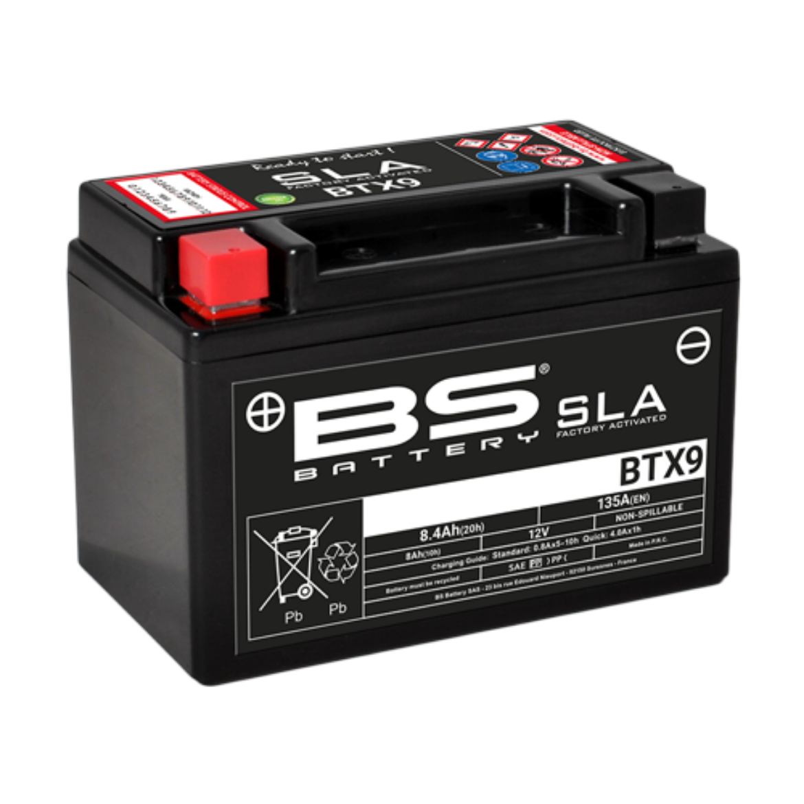 Picture of BTX9 (FA) 12V 135CCA 8AH AGM SLA BS MOTORCYCLE BATTERY -  LHP