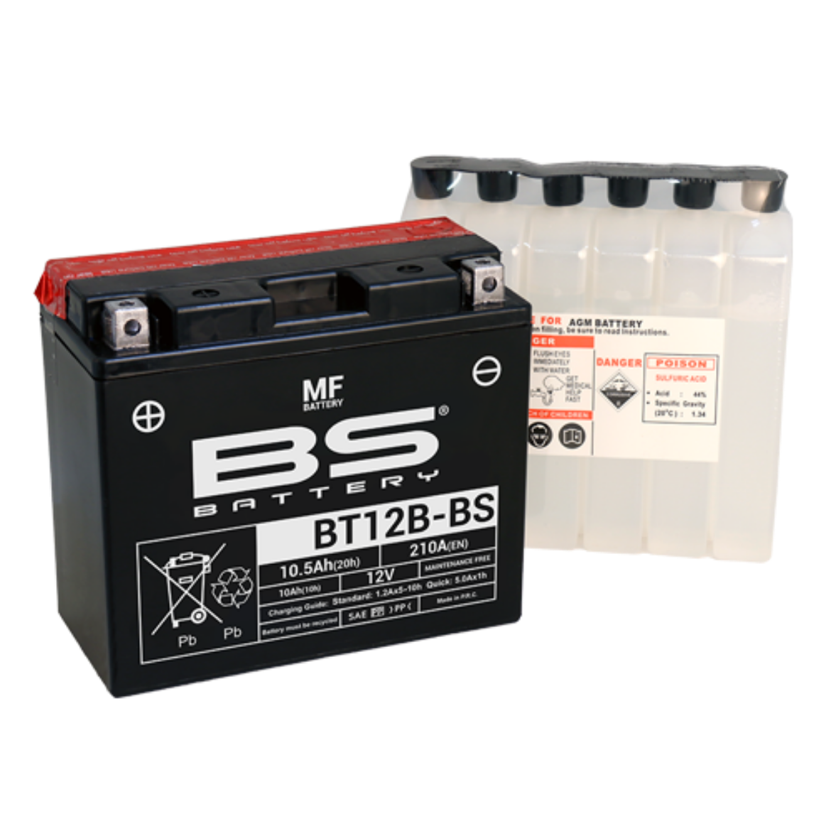 Picture of BT12B-BS 12V 10AH 210CCA MAINTENANCE FREE BS MOTORCYCLE BATTERY