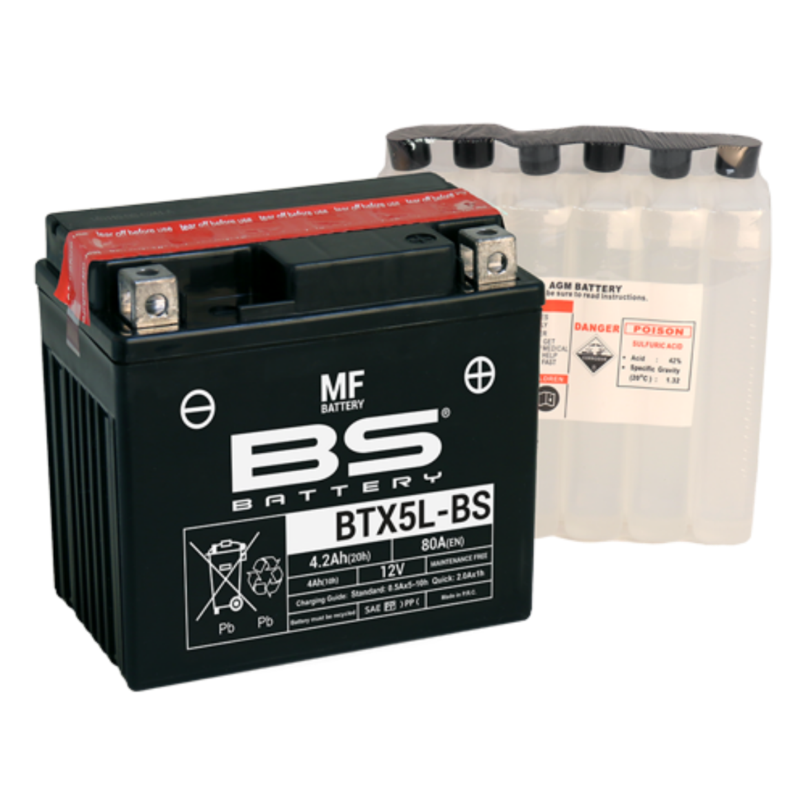 Picture of BTX5L-BS 12V 80CCA 4AH MAINTENANCE FREE BS MOTORCYCLE BATTERY