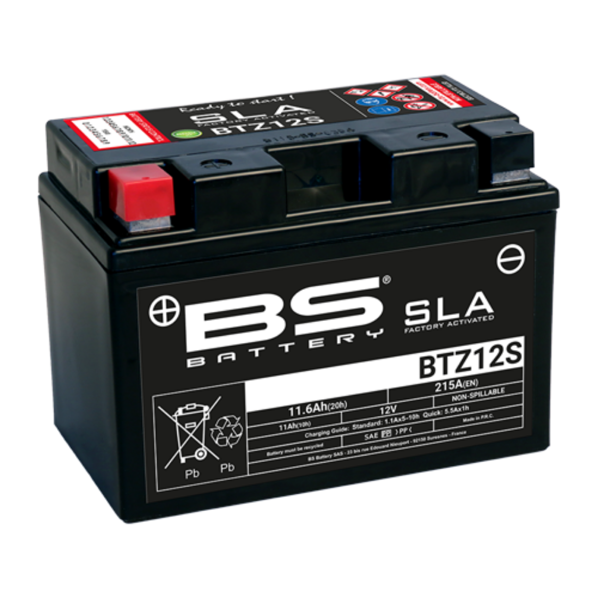 Picture of BTZ12S 12V 215CCA 11AH AGM SLA BS MOTORCYCLE BATTERY - LHP