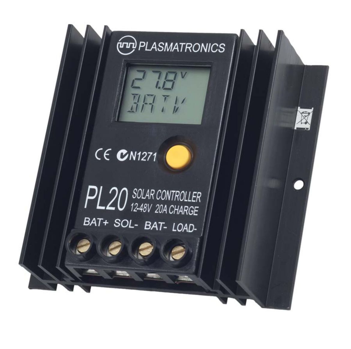 Picture of PLASMATRONICS 20A 12-48V PWM SOLAR REGULATOR WITH METERS