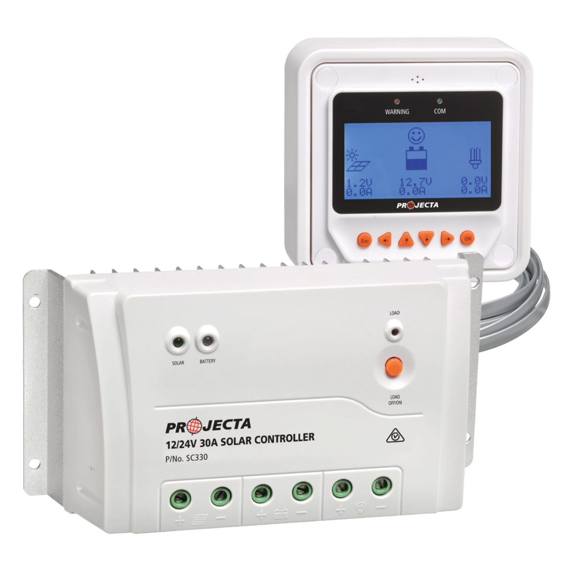 Picture of PROJECTA 30AMP 12/24V 4 STAGE AUTOMATIC SOLAR CHARGE CONTROLLER WITH REMOTE CONTROL