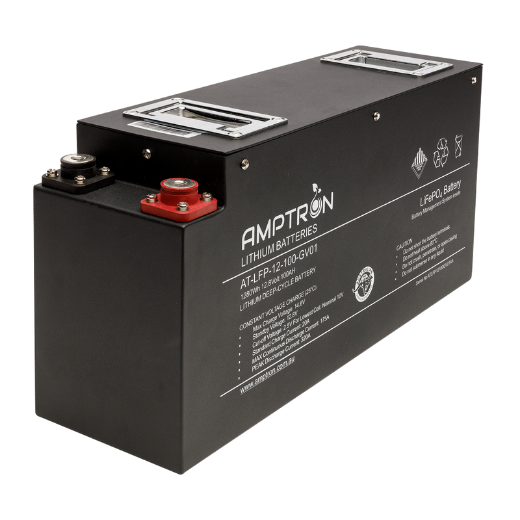 Picture of 12VOLT 100AH / 175A BMS / 1280WH CAPACITY AMPTRON SLIMLINE LIFEPO4 BATTERY - VERSION 1 - IP55 RATING