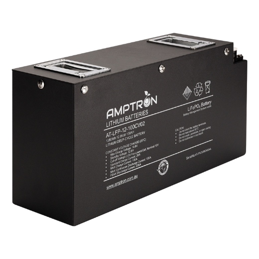 Picture of 12 VOLT 100AH / 100A BMS SLIMLINE LIFEPO4 AMPTRON BATTERY / 1280WH CAPACITY - VERSION 2 -- IP55 Rated-(protects from Water and Dust Ingression)