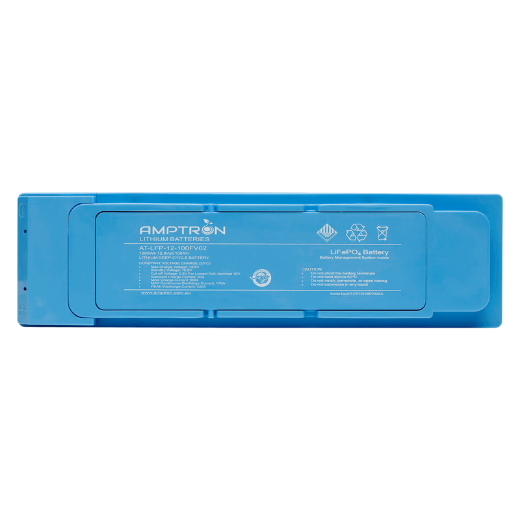 Picture of 12VOLT 100AH / 175A BMS / 1280WH CAPACITY AMPTRON SLIMLINE LIFEPO4 ABS BATTERY - IP65 RATING