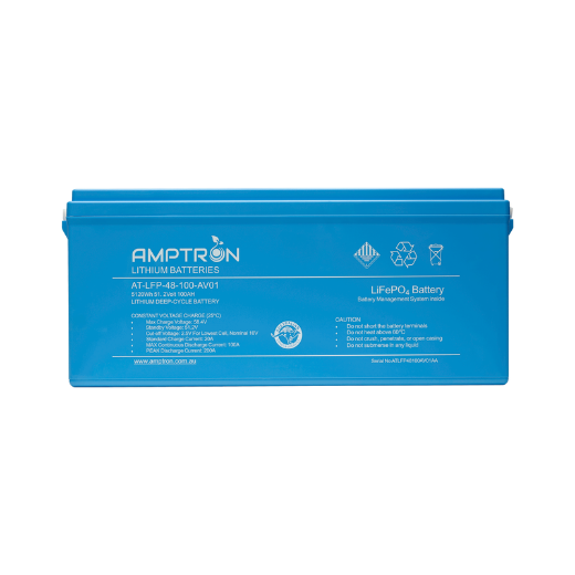 Picture of 48 VOLT 100AH /100A BMS / 5120WH CAPACITY LIFEPO4 AMPTRON BATTERY - IP65 RATING